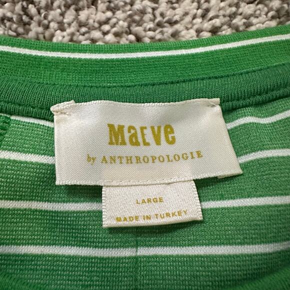 Maeve Anthropologie green & white striped short sleeve top size L - Picture 6 of 13